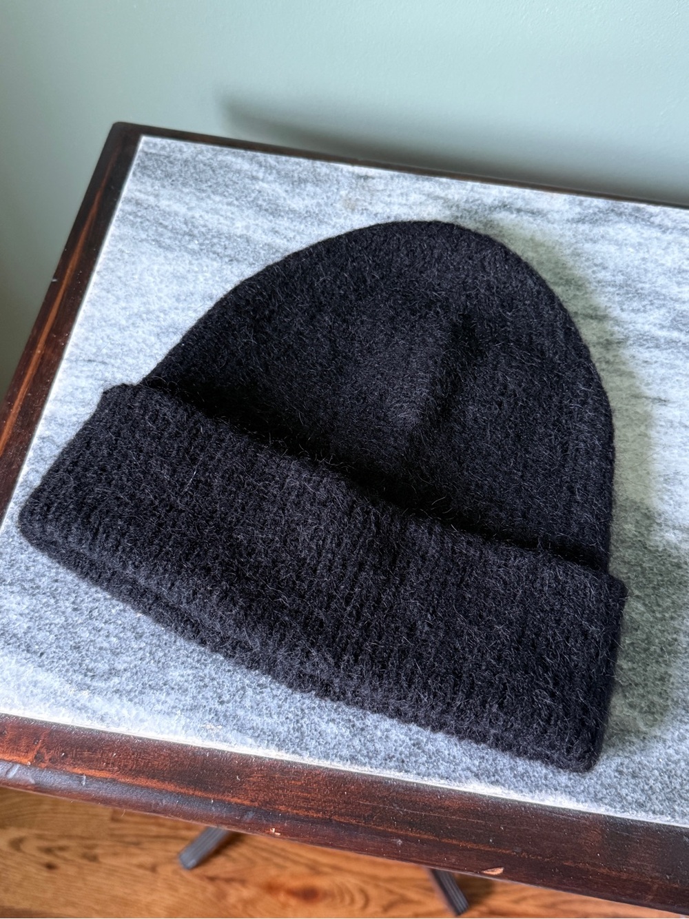 H&M - Black Fuzzy Knit Cuffed Beanie